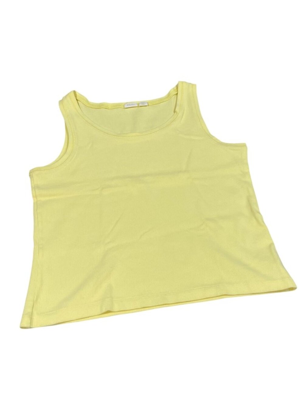 Caslon Ribbed Knit Tank Top PL Pastel Yellow Stretch Casual Layers Preppy Indie